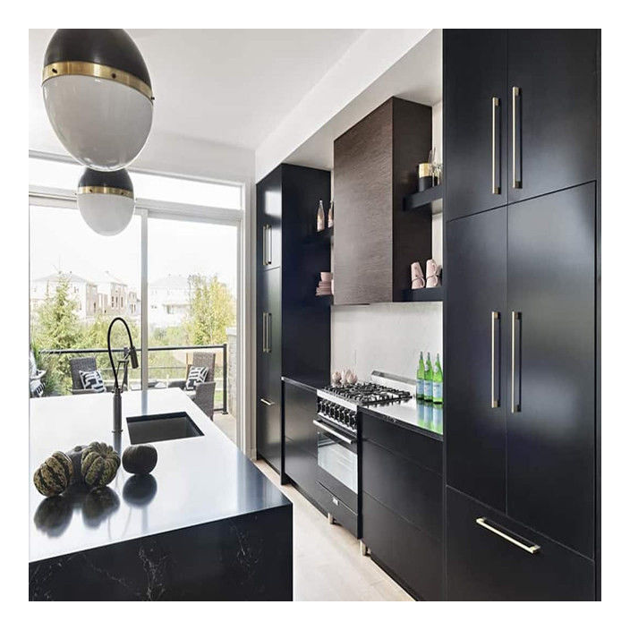 Customized Ral Color Chart Black Lacquer Finish Modern Solid Wood Cabinets for Apartments