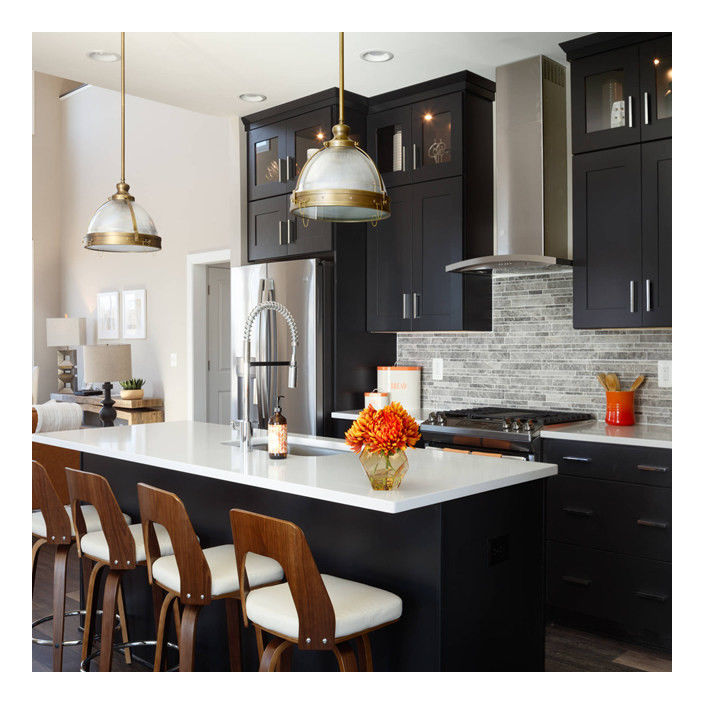 Customized Ral Color Chart Black Lacquer Finish Modern Solid Wood Cabinets for Apartments