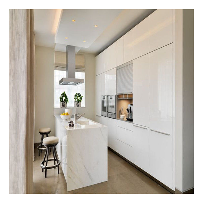 White Glossy Solid Wood Cabinets Cabinet Type Modular Kitchen Cabinets CAD/3D Freely