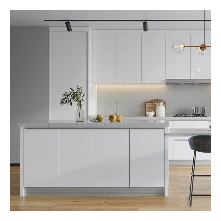 White Glossy Solid Wood Cabinets Cabinet Type Modular Kitchen Cabinets CAD/3D Freely
