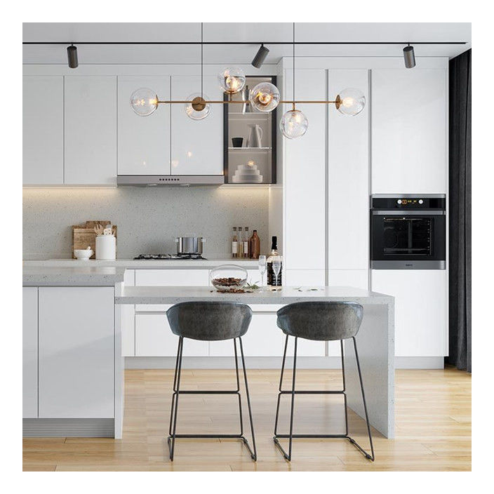 White Glossy Solid Wood Cabinets Cabinet Type Modular Kitchen Cabinets CAD/3D Freely