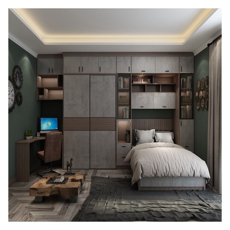 Solid Color Matte Lacquered Bedroom Plywood Wardrobe for Apartment Home Furniture