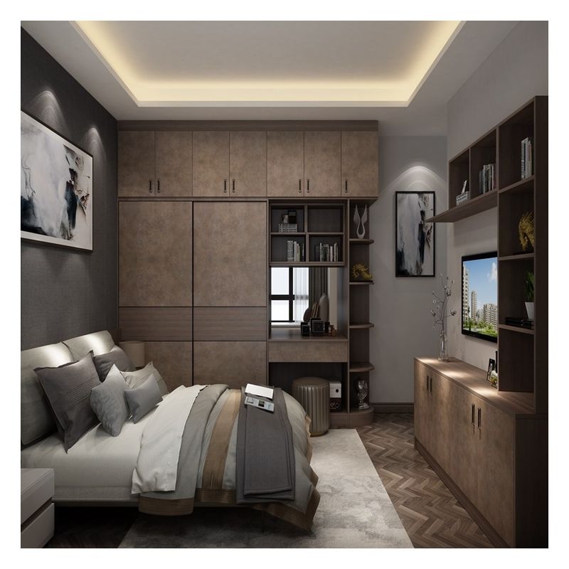 Solid Color Matte Lacquered Bedroom Plywood Wardrobe for Apartment Home Furniture