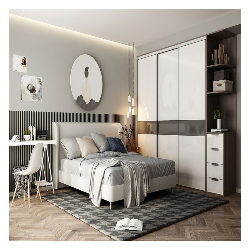 Solid Color Matte Lacquered Bedroom Plywood Wardrobe for Apartment Home Furniture
