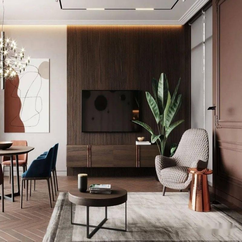 Custom Modern Design TV Rack for High End Wooden TV Wall Cabinet in Living Apartment