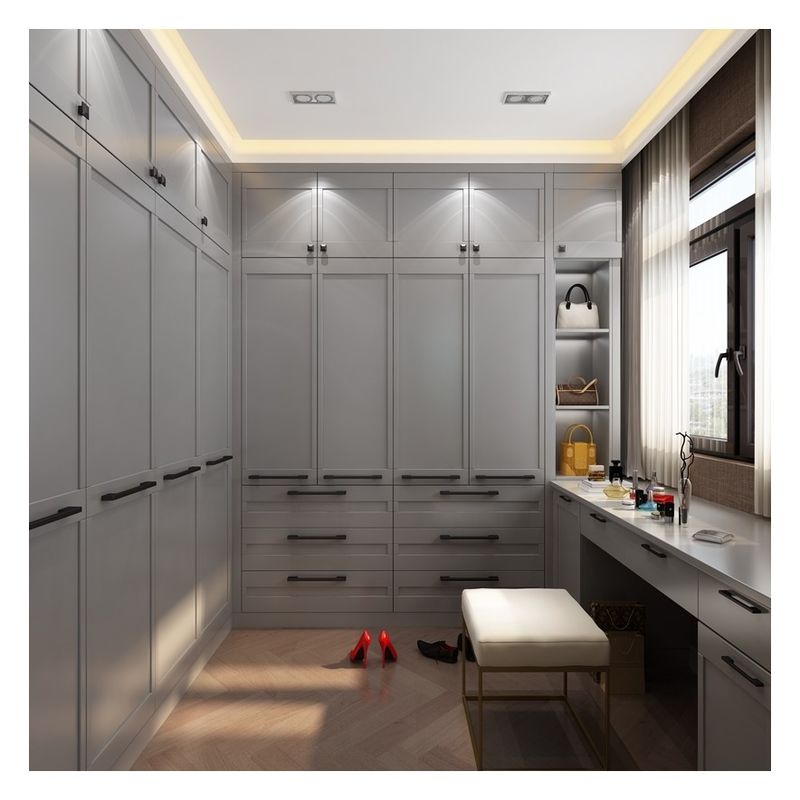Customized Walk-in Wardrobe Minimalist Wooden Storage Solution for Bedroom Furniture