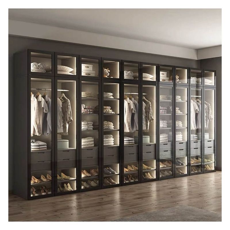Supermarket Wardrobe Storage Cabinet with Customized Glass Sliding Door Functionality