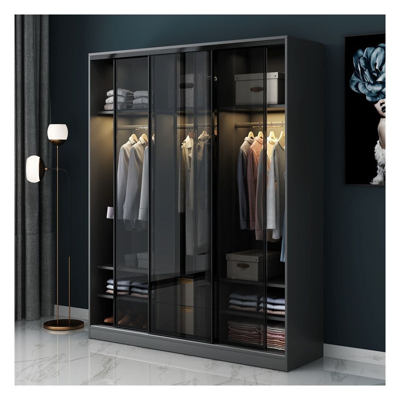 Supermarket Wardrobe Storage Cabinet with Customized Glass Sliding Door Functionality