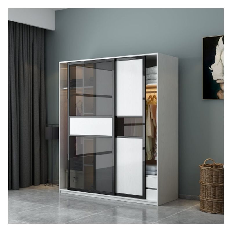Supermarket Wardrobe Storage Cabinet with Customized Glass Sliding Door Functionality