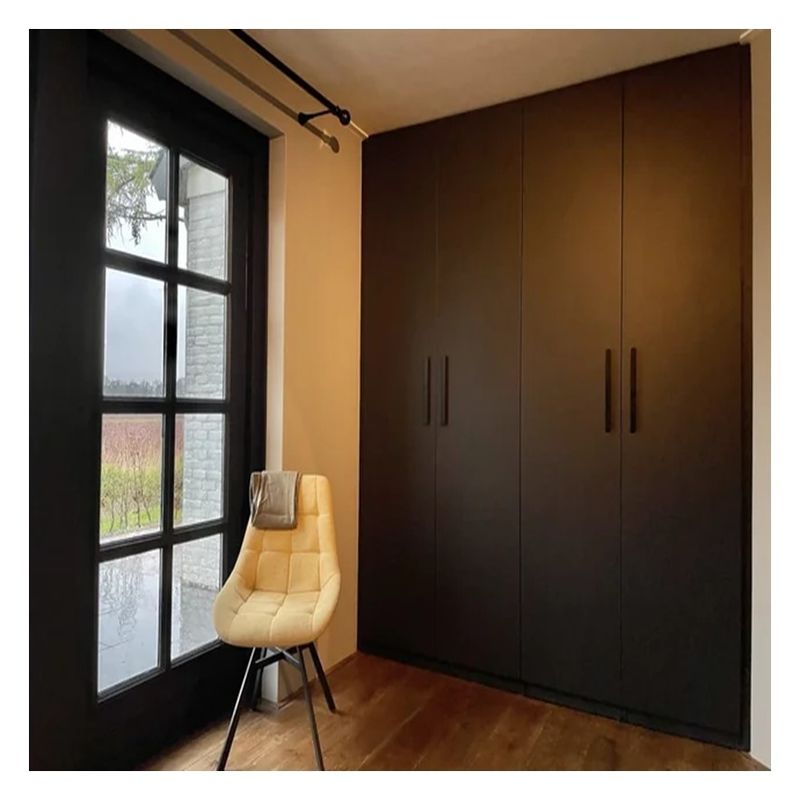 Wooden Stylish Minimalist Dark Lacquer Matte Modern Bedroom Wardrobe With Pull Out Doors