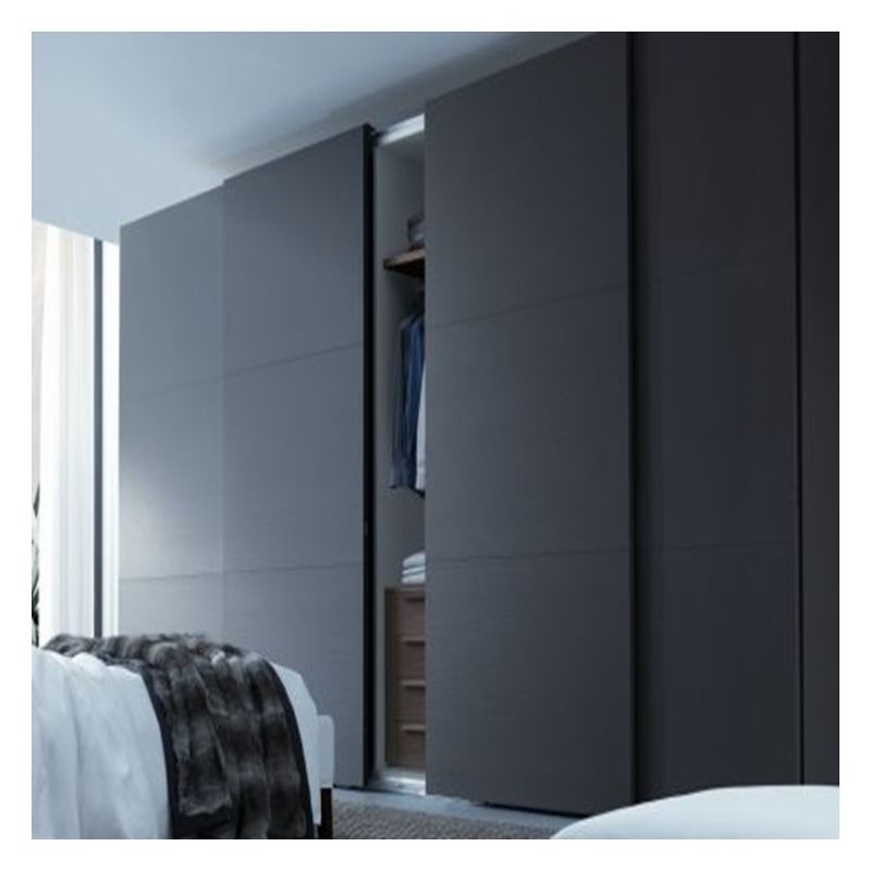Wooden Stylish Minimalist Dark Lacquer Matte Modern Bedroom Wardrobe With Pull Out Doors