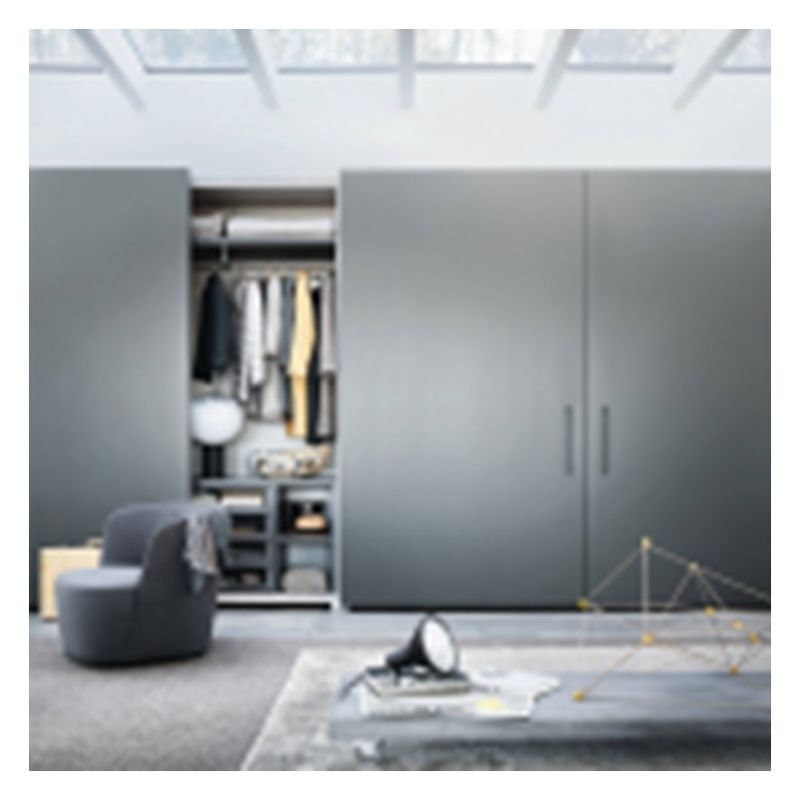 Wooden Stylish Minimalist Dark Lacquer Matte Modern Bedroom Wardrobe With Pull Out Doors