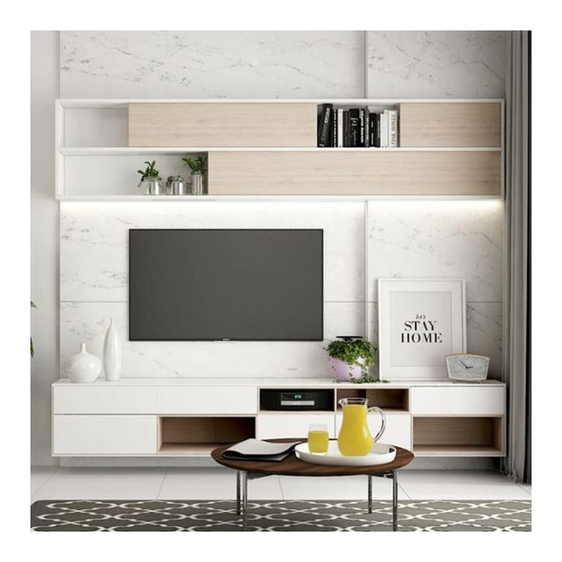 Adjustable Wooden Wall Mounted TV Stand Unit for Luxury Modern Living Room Design