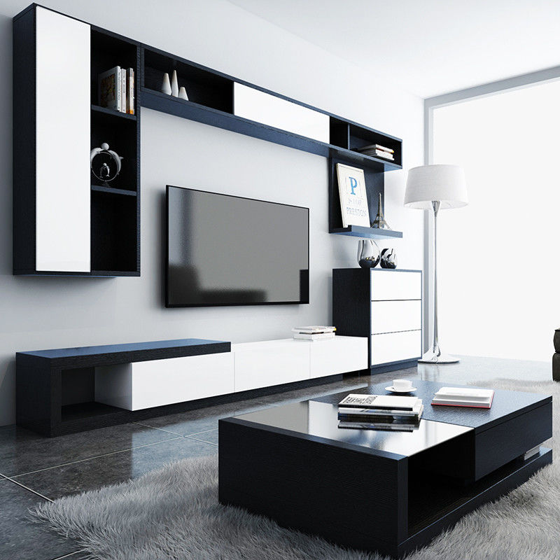 Adjustable Wooden Wall Mounted TV Stand Unit for Luxury Modern Living Room Design