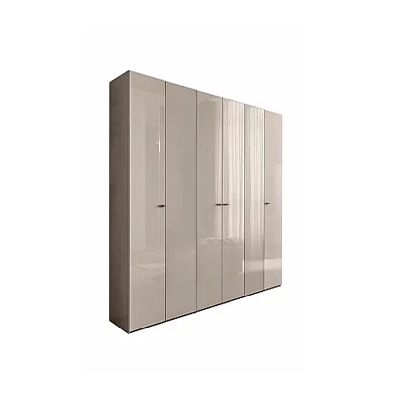 Home Furniture Glossy Acrylic Panel Solid Wood Bedroom Wardrobe with Black Glass Door