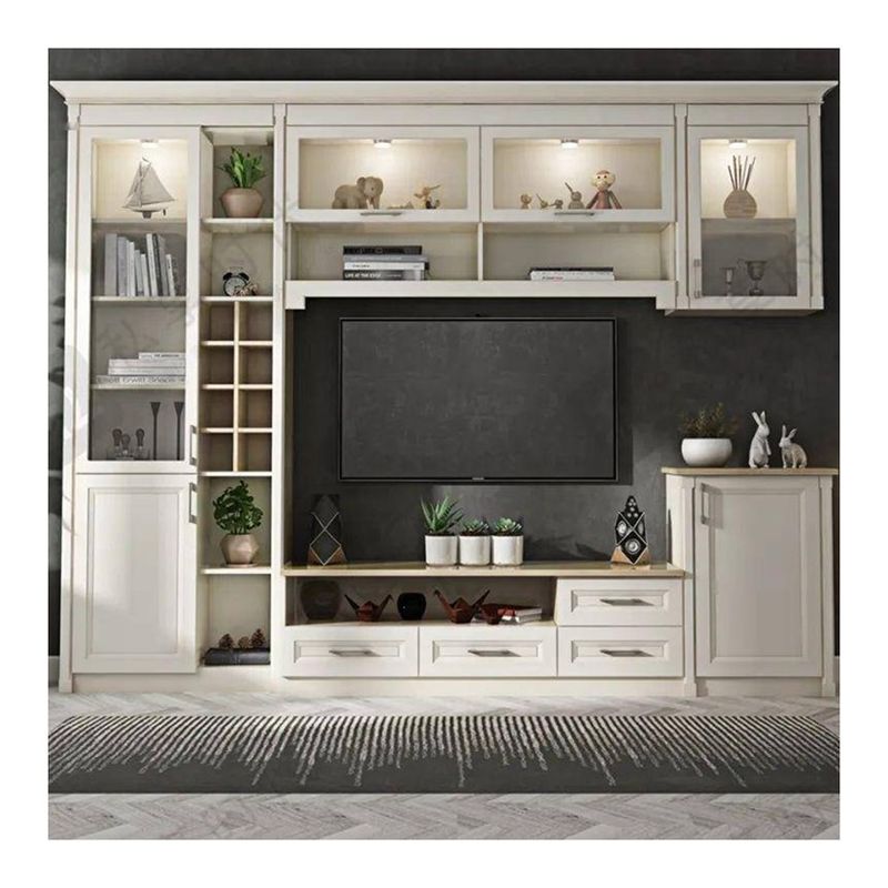 Clean Lines Whole Wall Storage Cabinet for Living Room Furniture Modern Shaker Style TV