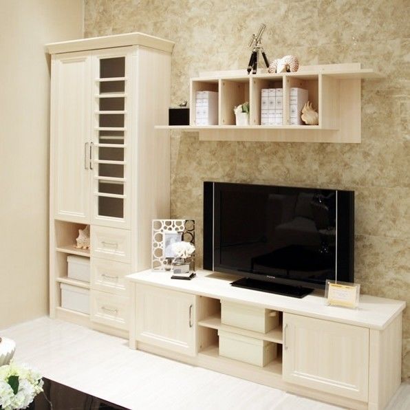 Clean Lines Whole Wall Storage Cabinet for Living Room Furniture Modern Shaker Style TV