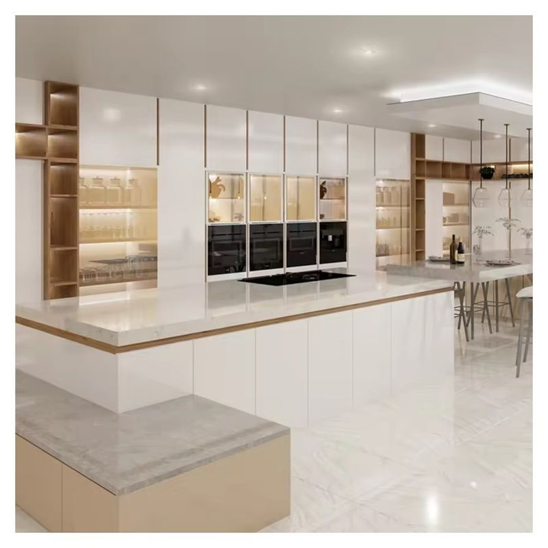 Minimalist Design Modern Kitchen Cabinet Accessories Veneer and Lacquer Finished Doors