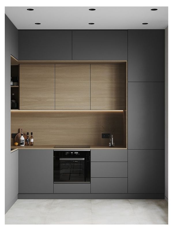 Minimalist Design Modern Kitchen Cabinet Accessories Veneer and Lacquer Finished Doors
