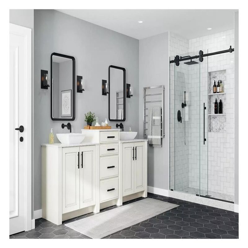 Shaker Style White Lacquer Super Waterproof Large Size Bathroom Cabinet Vanity Combo
