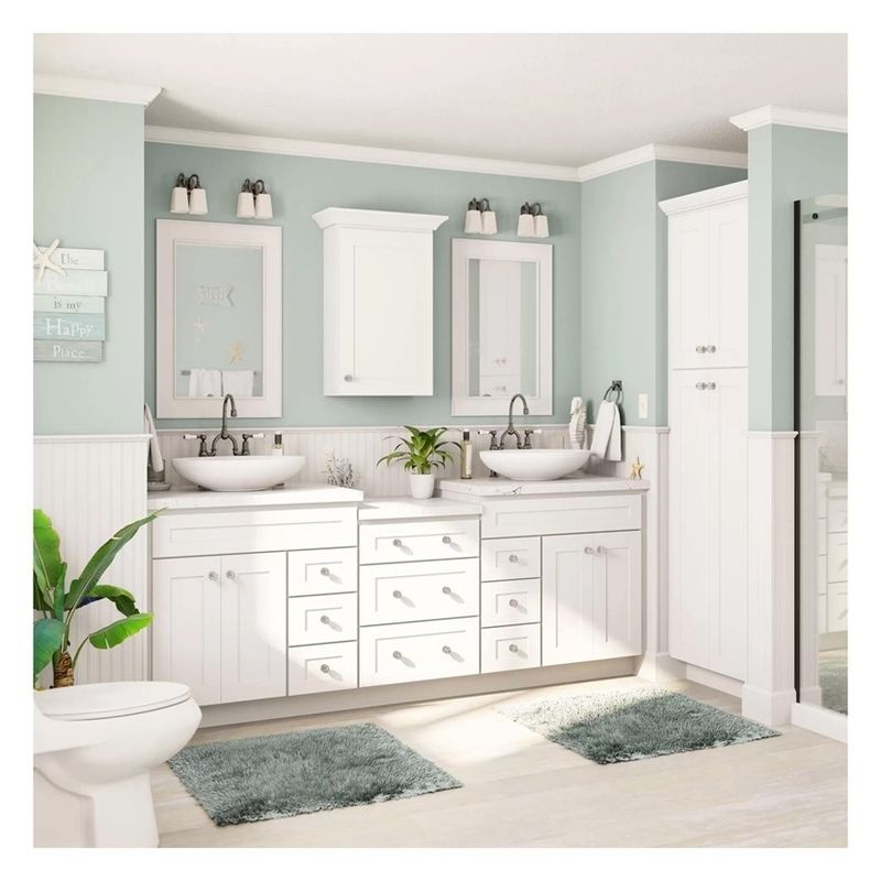 Shaker Style White Lacquer Super Waterproof Large Size Bathroom Cabinet Vanity Combo