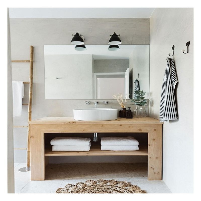Solid Wood Countertop Bathroom Cabinet with Silver Mirror and Vintage Style Vanity