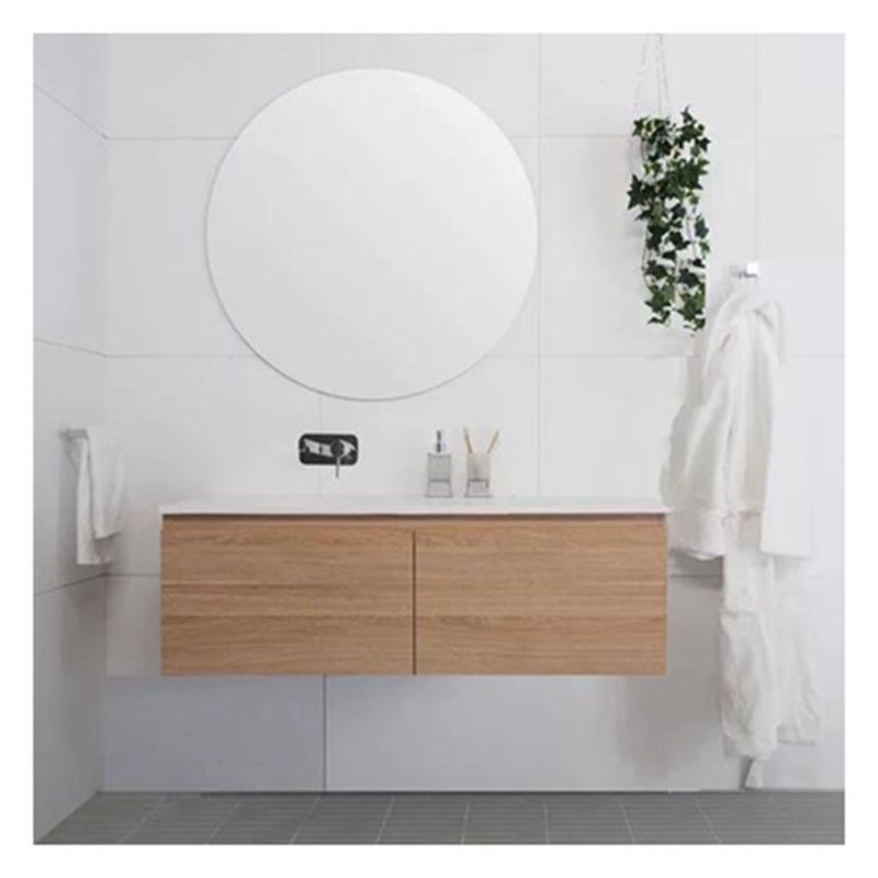 end Hotel Cherry Wood Bathroom Cabinet with Rock Slab Countertop and Double Doors