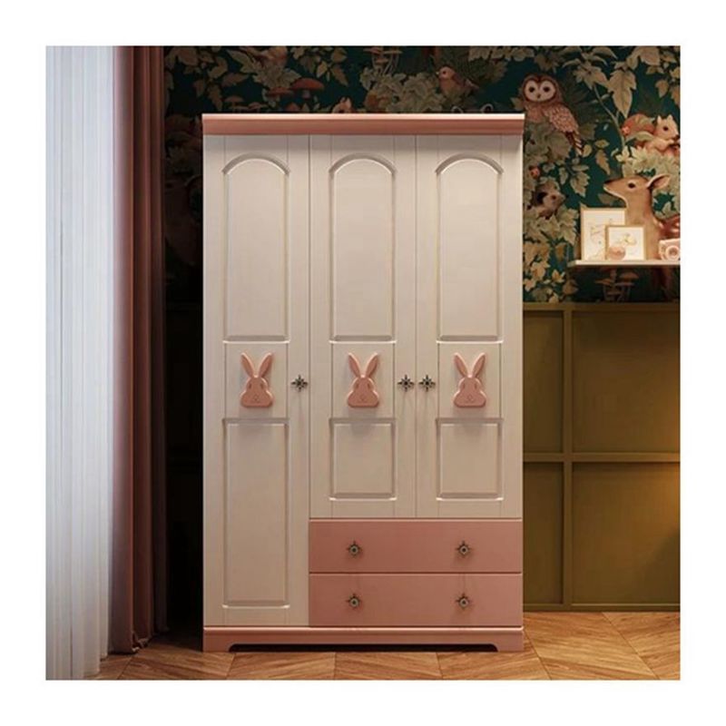 Cute Animal Decoration Solid Wood Wardrobe for Home Furniture and Eco-friendly Design