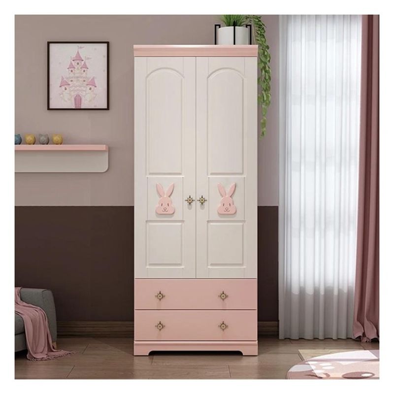 Cute Animal Decoration Solid Wood Wardrobe for Home Furniture and Eco-friendly Design