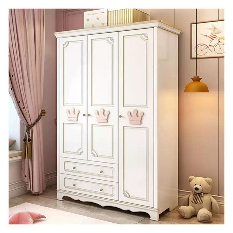 Cute Animal Decoration Solid Wood Wardrobe for Home Furniture and Eco-friendly Design