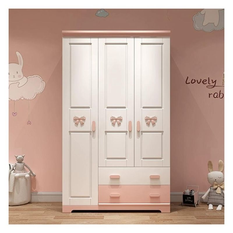 Cute Animal Decoration Solid Wood Wardrobe for Home Furniture and Eco-friendly Design