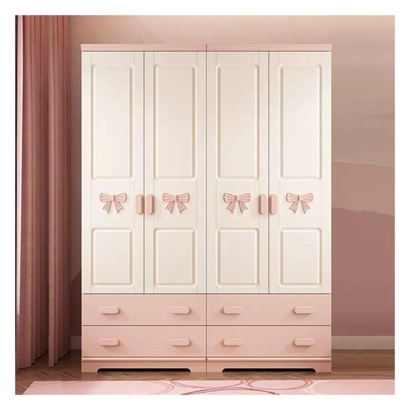 Cute Animal Decoration Solid Wood Wardrobe for Home Furniture and Eco-friendly Design