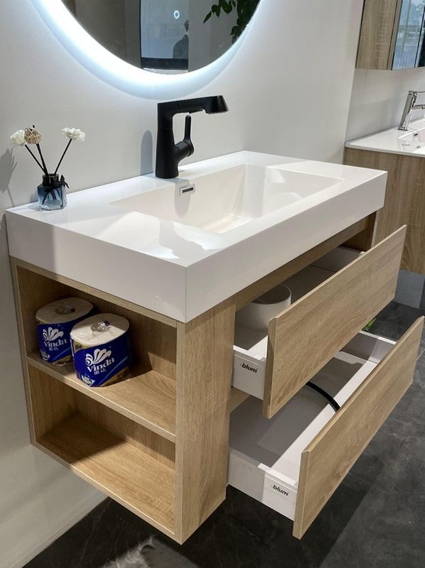 Hotel Bathroom Furniture Custom Size Waterproof Vanity Floor Mounted and Space-saving
