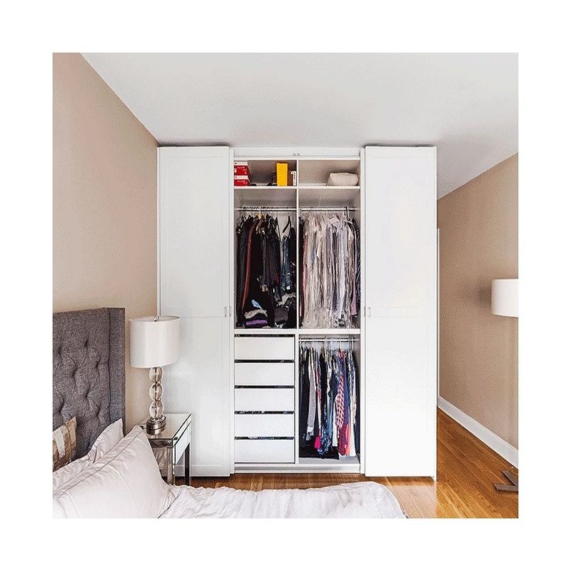 General European Wooden Walk-in Closet Wardrobe for Bedroom Furniture in Hotel Apartment