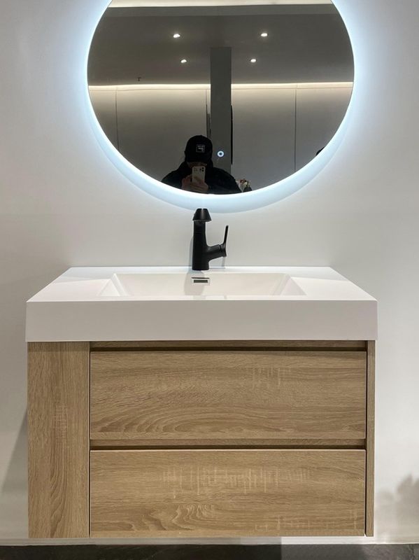 Hotel Bathroom Furniture Custom Size Waterproof Vanity Floor Mounted and Space-saving