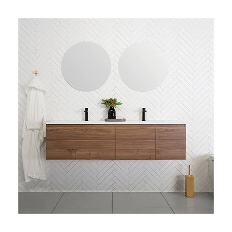 Wall Mounted Lavatory Sink Bathroom Vanity Cabinet Set with Counter Top Silver Mirror