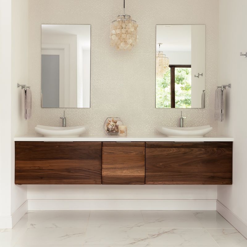 Wall Mounted Lavatory Sink Bathroom Vanity Cabinet Set with Counter Top Silver Mirror