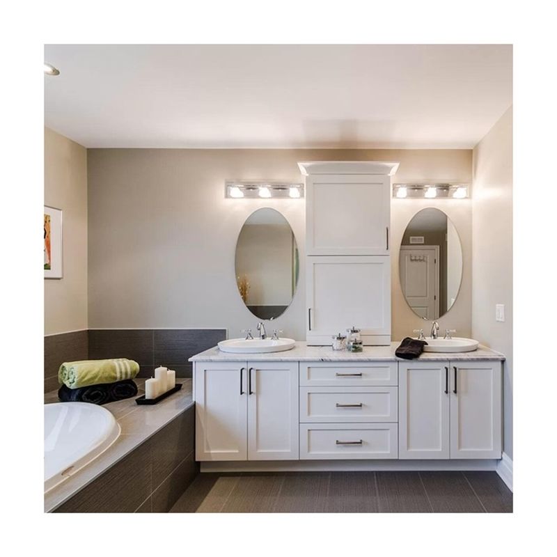 Customized Designs 42 Inch White Shaker Bathroom Vanity LED Mirror and Cabinet Combo