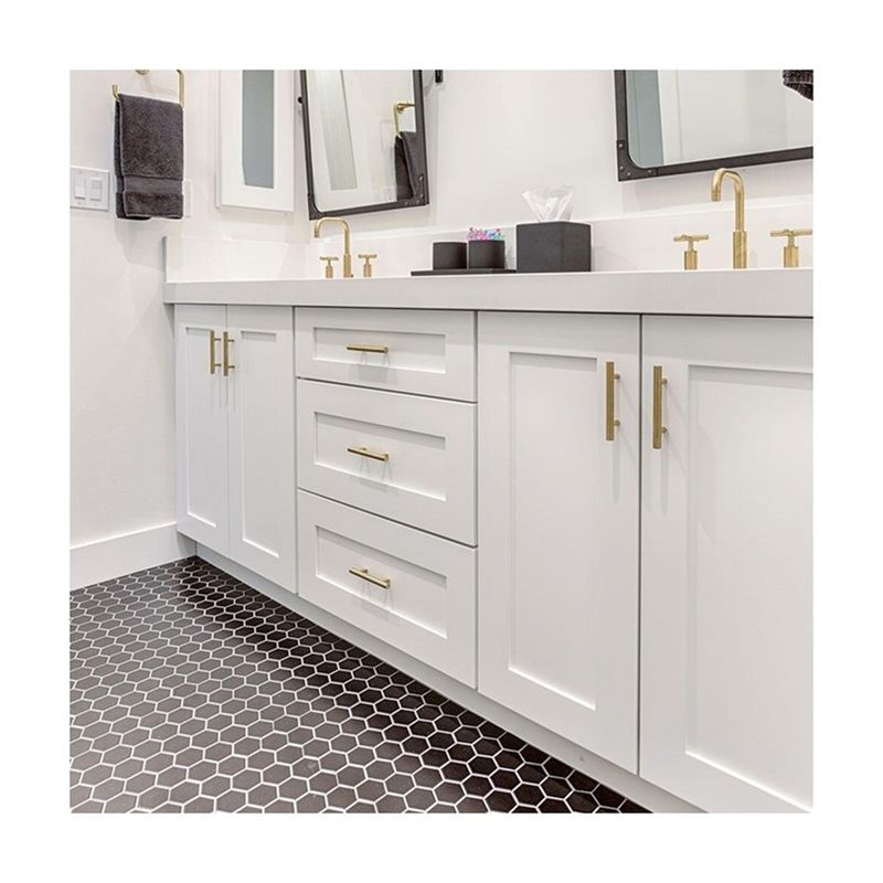 Customized Designs 42 Inch White Shaker Bathroom Vanity LED Mirror and Cabinet Combo