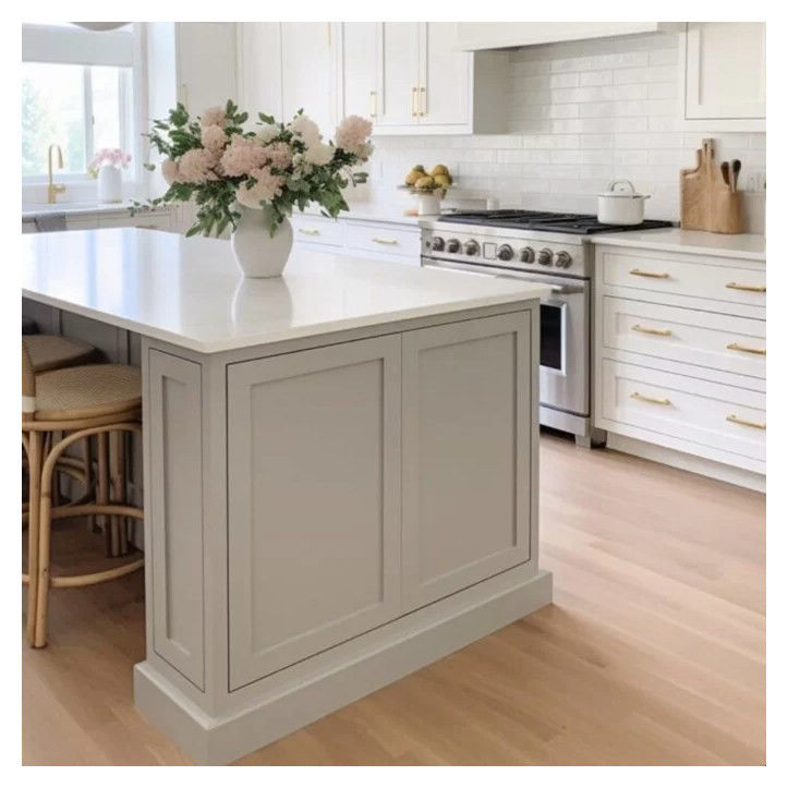 Modern Two Tone Lacquered Finish Solid Wood Kitchen Cabinets for Apartments Custom Made