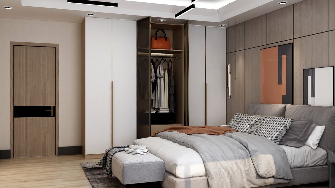 Modern Style High End Walk-in Wardrobes Made of MR HDF Board for Customized Bedrooms