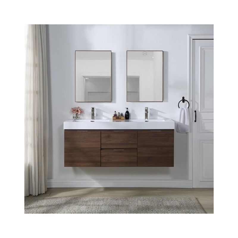 Rectangle LED Mirror Sink Floating Bathroom Cabinet Set with Custom Size Vanity Combo