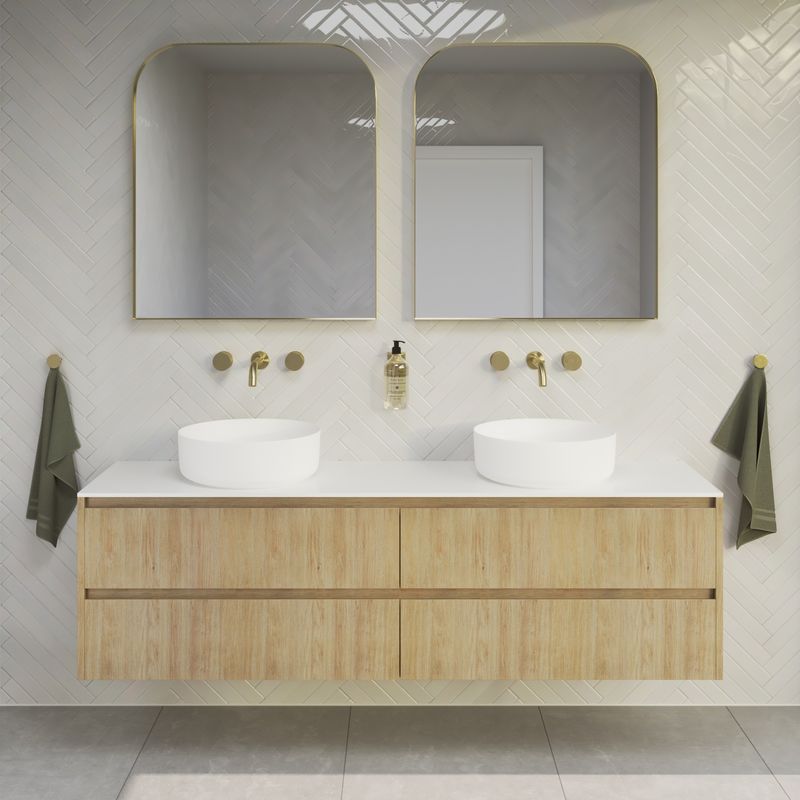 Rectangle LED Mirror Sink Floating Bathroom Cabinet Set with Custom Size Vanity Combo