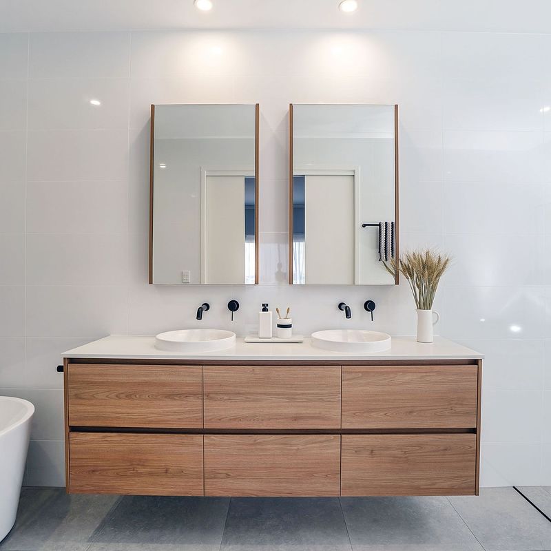 Rectangle LED Mirror Sink Floating Bathroom Cabinet Set with Custom Size Vanity Combo