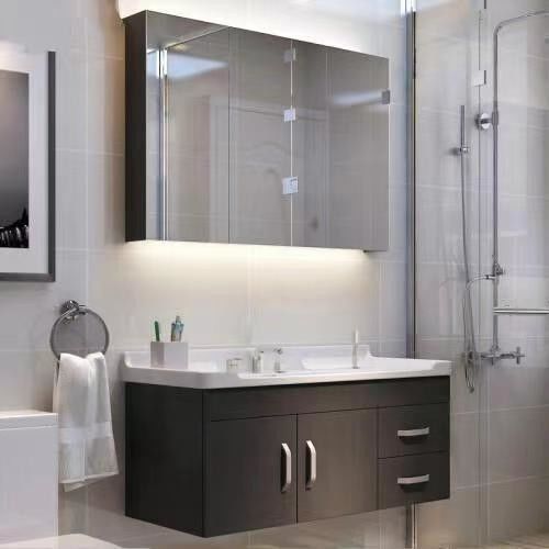 Handle-Free Design MDF Bathroom Vanity Cabinet Set with Drawer and Mirror Wash Basin