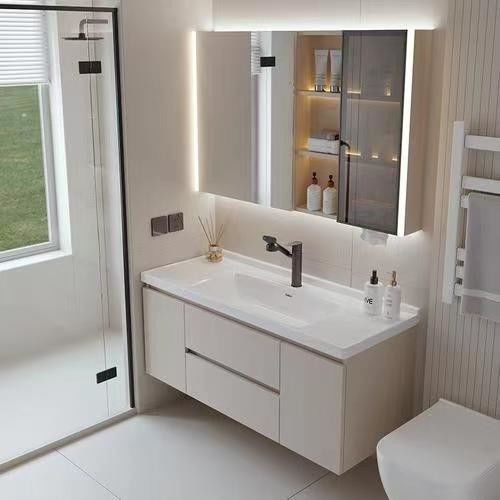 Handle-Free Design MDF Bathroom Vanity Cabinet Set with Drawer and Mirror Wash Basin