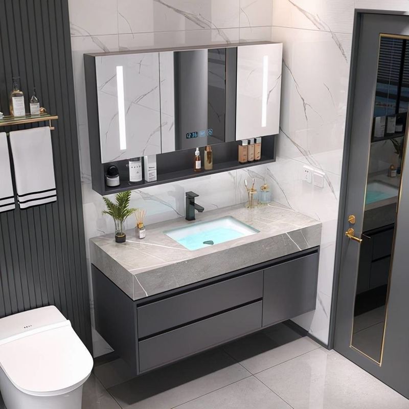 End Luxury Modern Design 28 72 inch Fluted PVC Membrane Narrow Floating Bathroom Vanities Cabinet Set