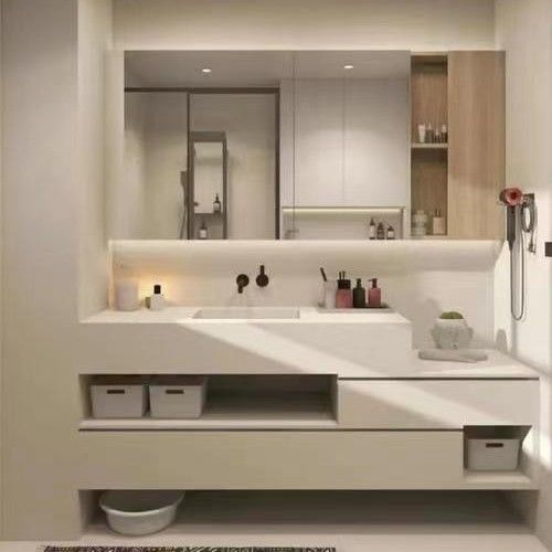 End Luxury Modern Design 28 72 inch Fluted PVC Membrane Narrow Floating Bathroom Vanities Cabinet Set