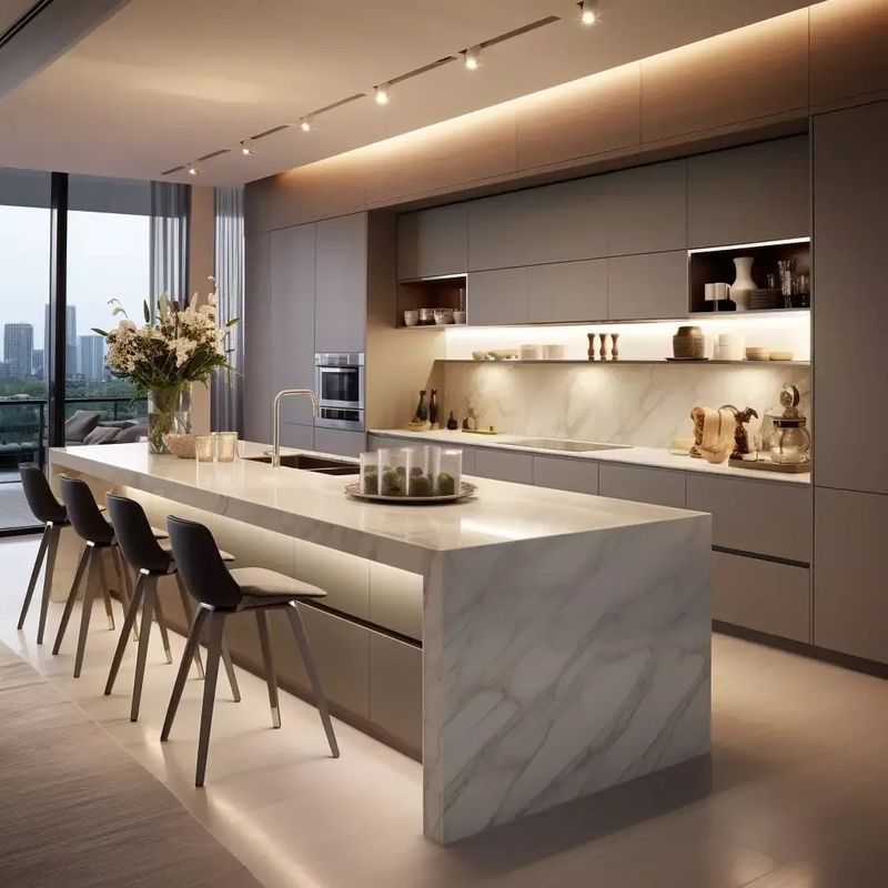 Modern Simple Design Kitchen Furniture with Customized Veneer Color Custom Selection