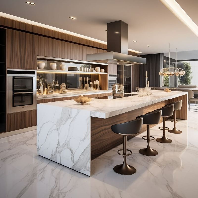 Modern Simple Design Kitchen Furniture with Customized Veneer Color Custom Selection